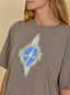Oversized T-Shirt with Front Print - Lightning Bolt