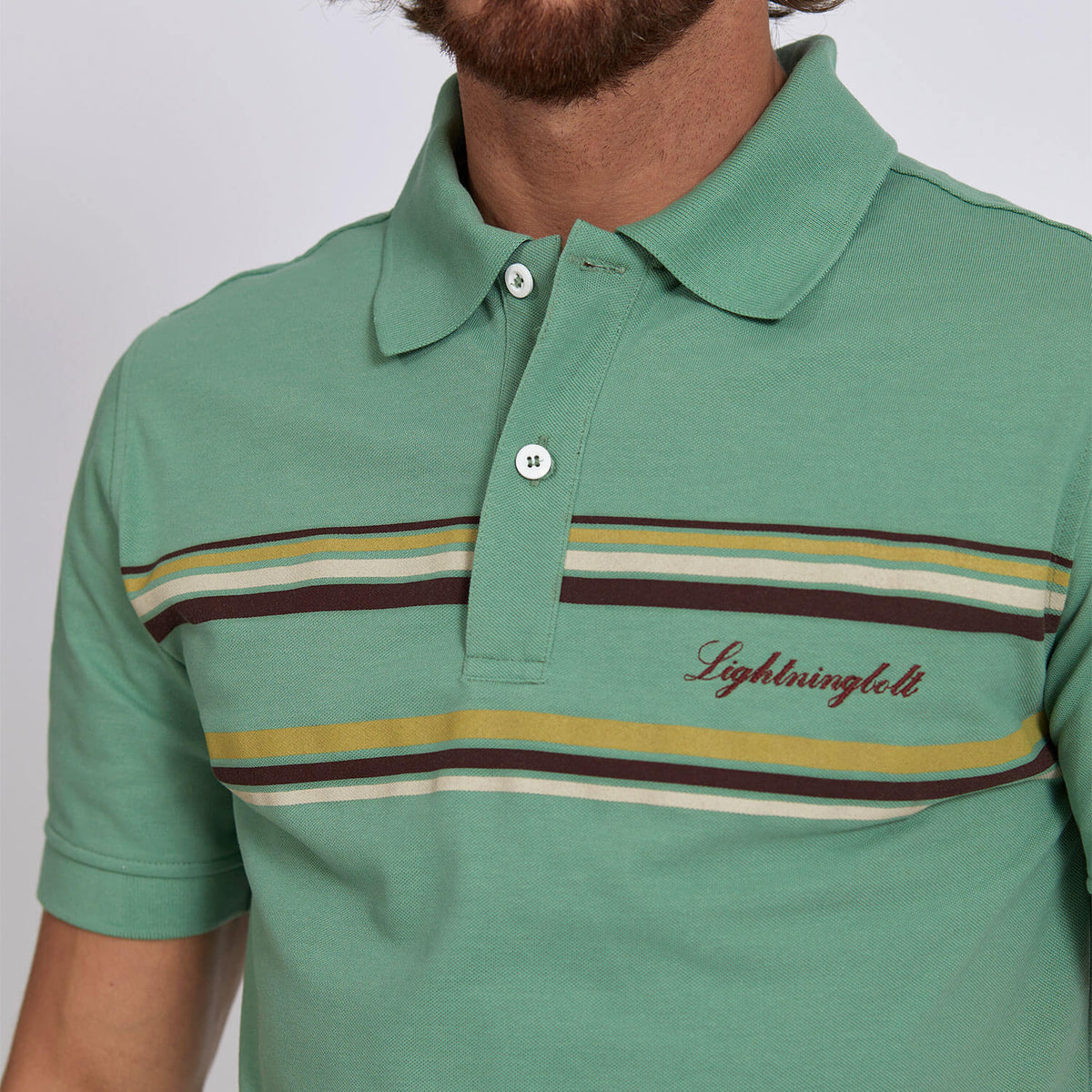 Lightning Bolt - 80' POLO SHIRT PIQUÉ GREEN - 24SMAPOL002G23000M