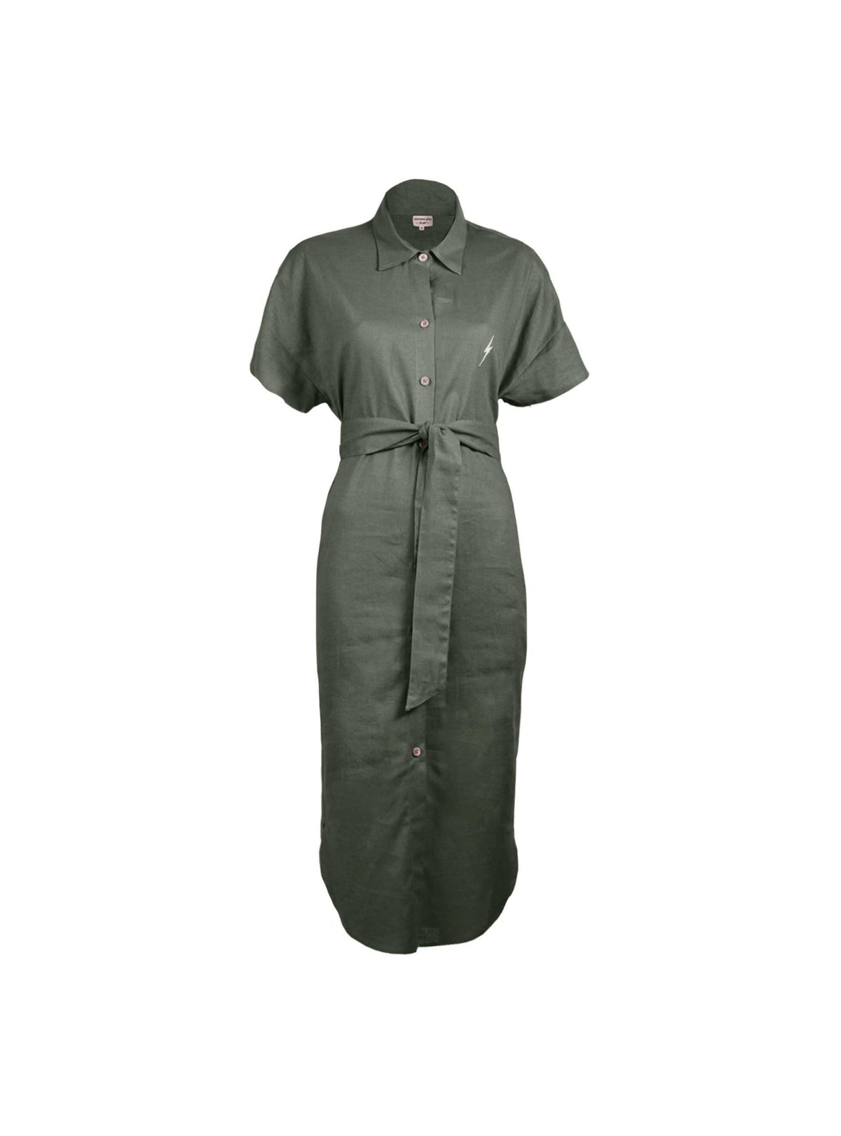 Lightning Bolt - BUTTONED LINEN DRESS IN WITH BELT - 23SWODRE005G63000S
