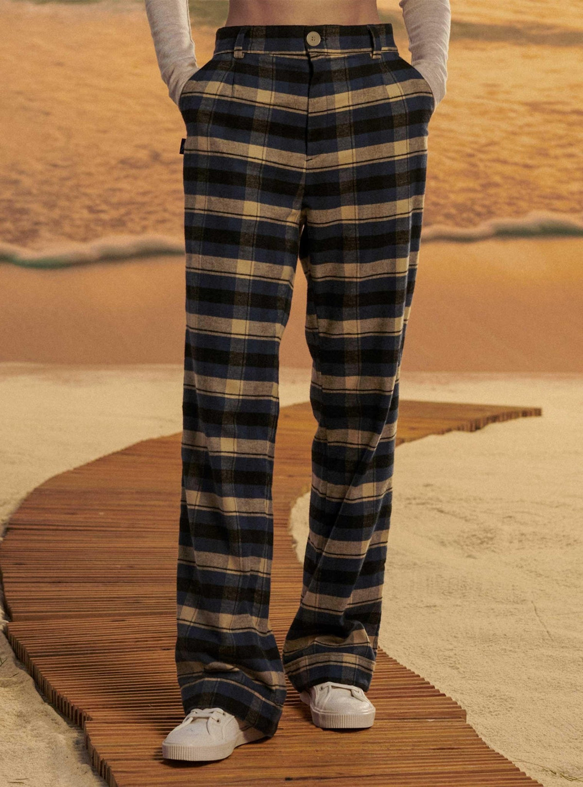 Lightning Bolt - HIGH - WAIST COTTON FLANNEL TROUSERS - 22WWOTRO002B49000S
