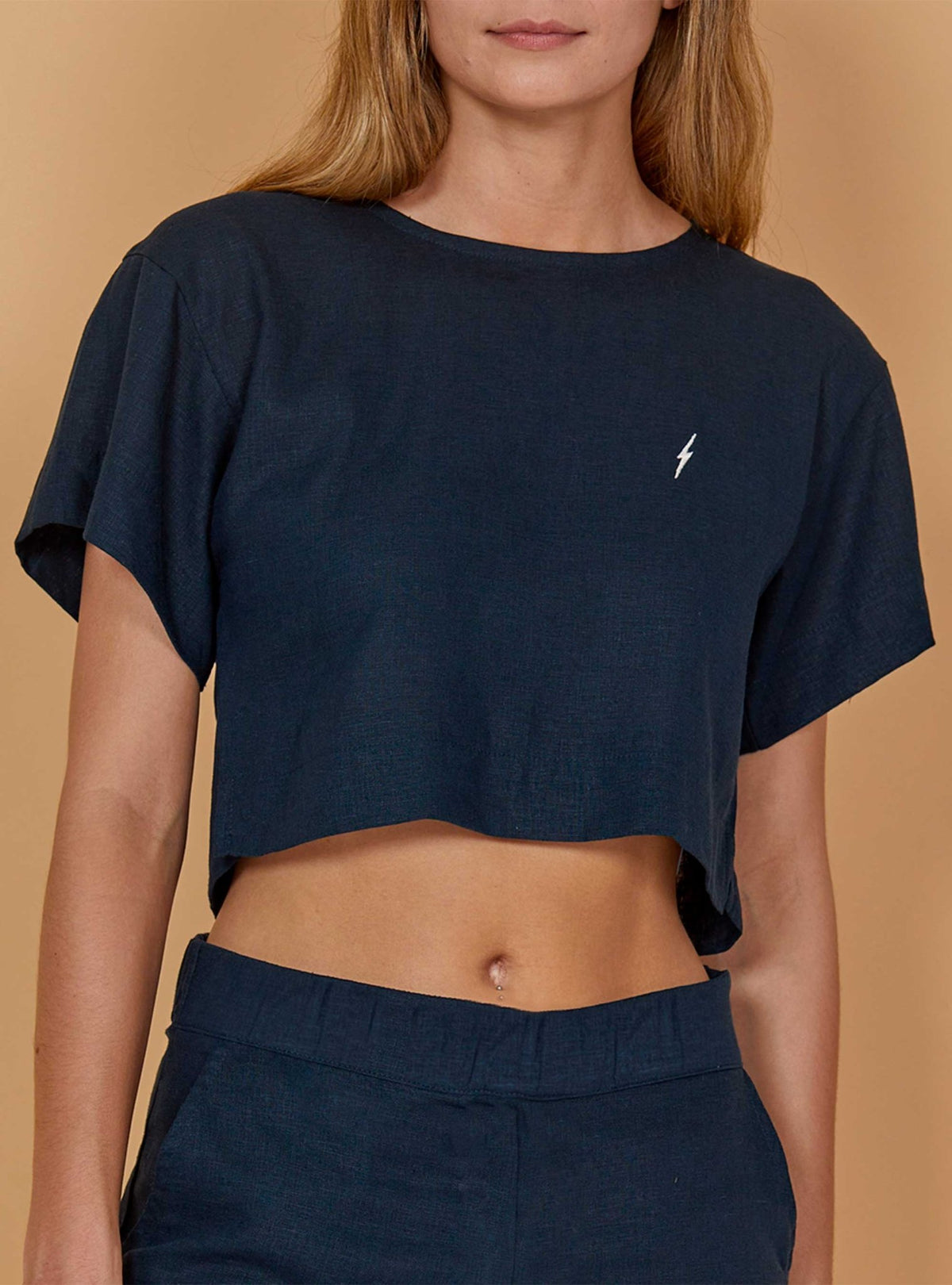 Lightning Bolt - LINEN CROP TOP - 23SWOTOP004B76000S