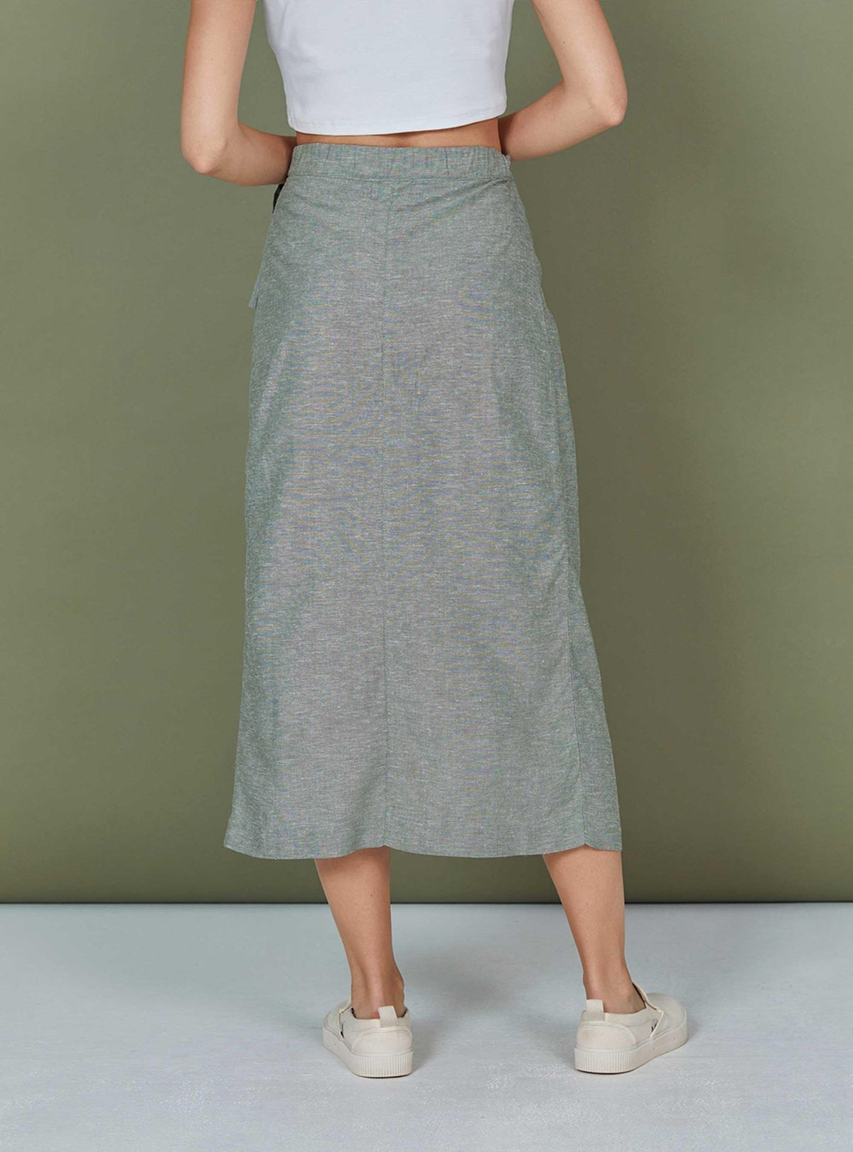 Lightning Bolt - LINEN WRAPOVER MIDI SKIRT - 23SWOSKT001G63000S
