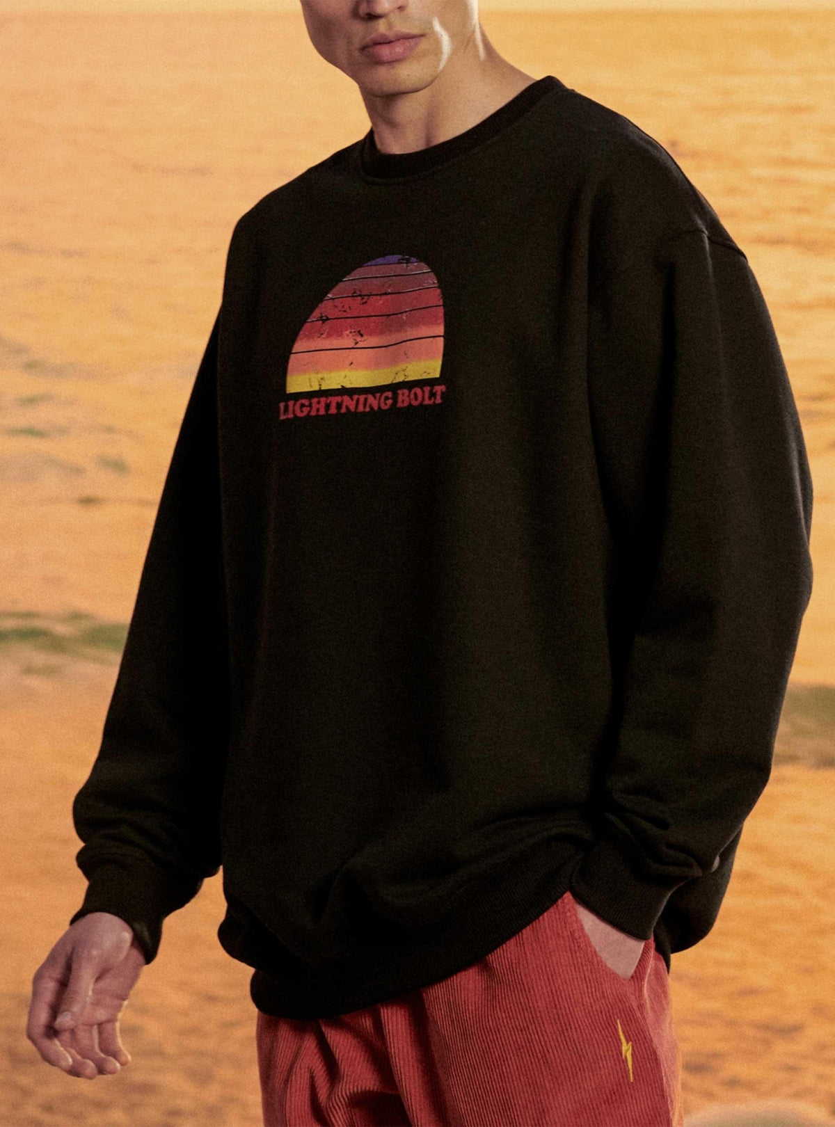 Lightning Bolt - OVERSIZE SWEATSHIRT WITH FRONT PRINT - 22WMASWE004K01000S