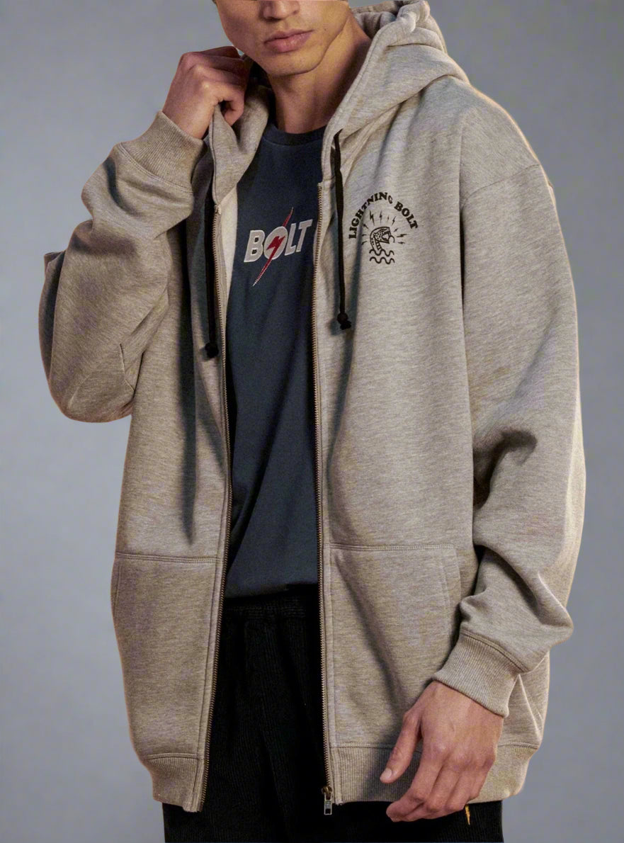 Lightning Bolt - OVERSIZED ZIP HOODIE WITH FRONT AND BACK PRINT - 22WMAZIP002S19000S