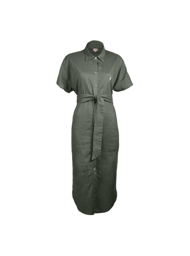 Lightning Bolt - BUTTONED LINEN DRESS IN WITH BELT - 23SWODRE005G63000S