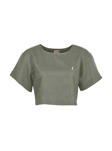 Lightning Bolt - LINEN CROP TOP - 23SWOTOP004G63000S